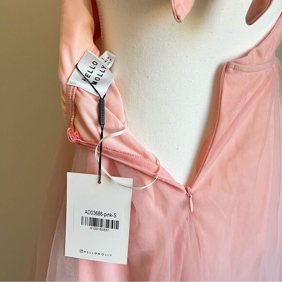 Hello Molly Pink Little Tulle Much Midi Halter Dress NEW Size 4 / Small - Picture 9 of 11